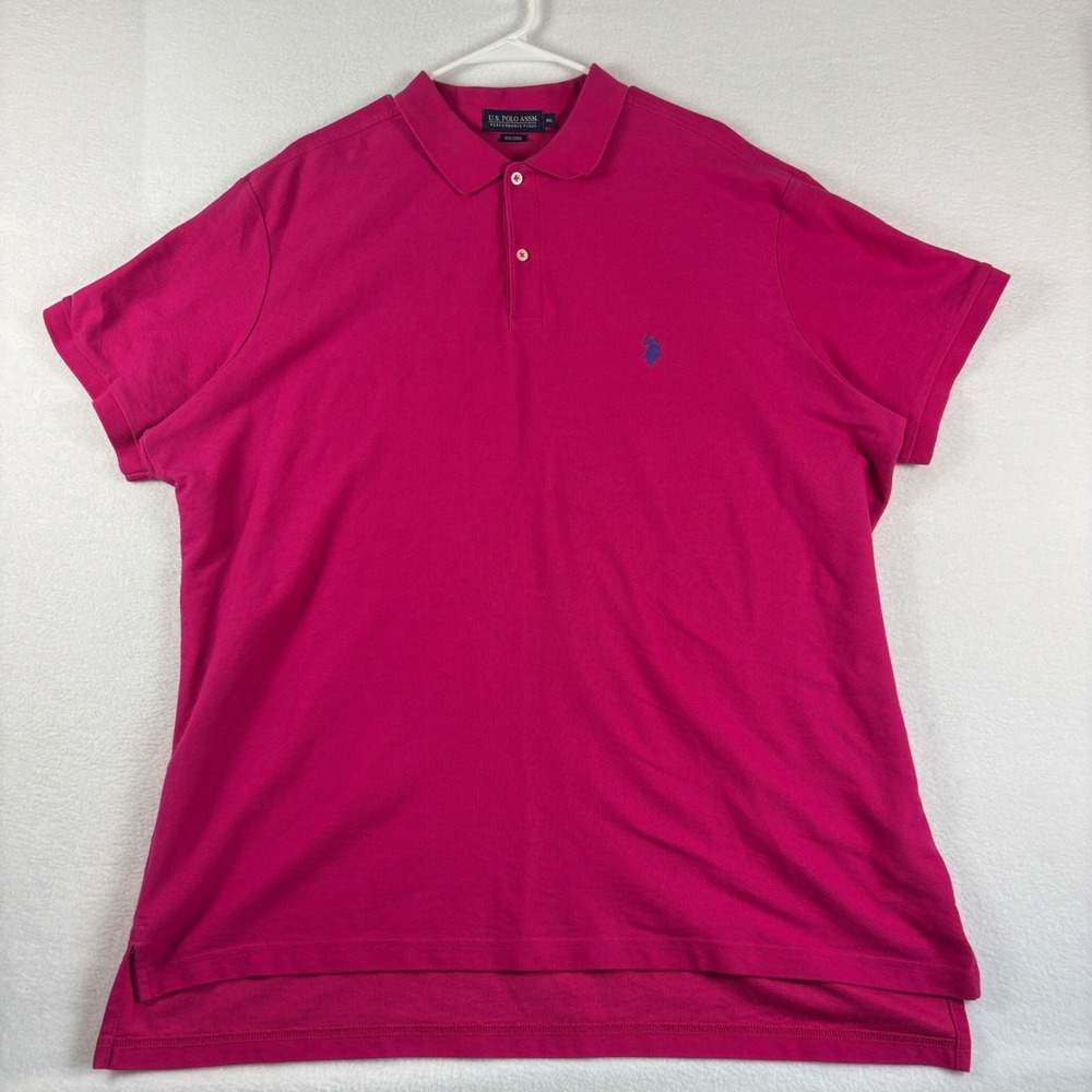 US Polo Assn Mens 3XL Magenta Pink Performance Pique Polo Shirt Short Sleeve 2X